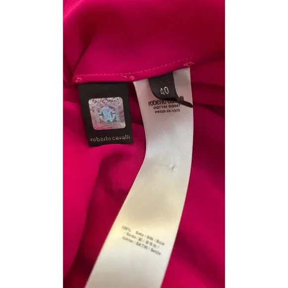 ROBERTO CAVALLI PEASANT BOHO PINK SILK MIDI TIERED DRESS 40 4 - Picture 13 of 15